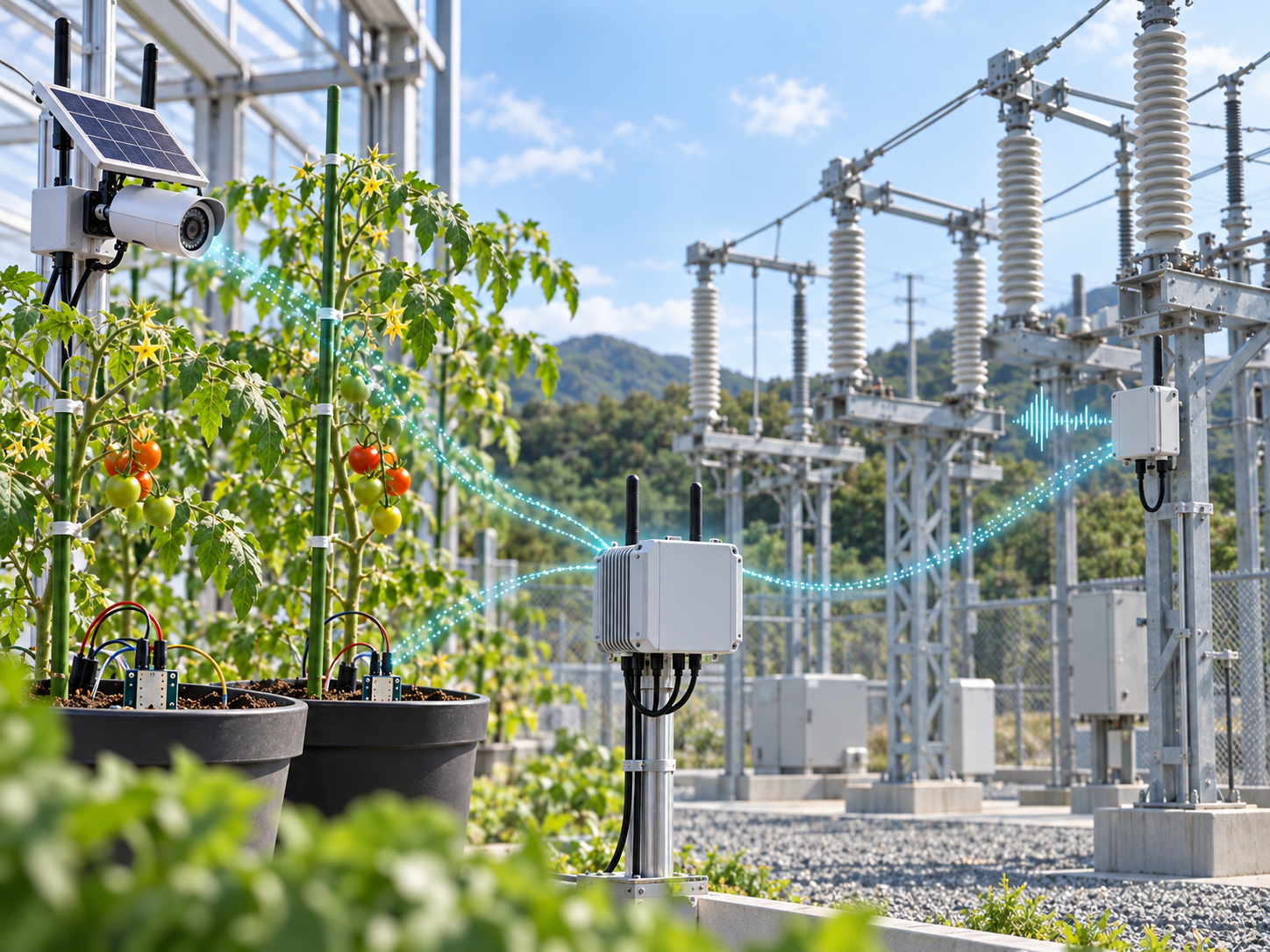 農業IoTによる栽培環境の知能化と変電設備の状態監視・故障診断の研究イメージ